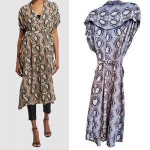 BCBGMaxAzria Blue Snake Print Midi Wrap Dress